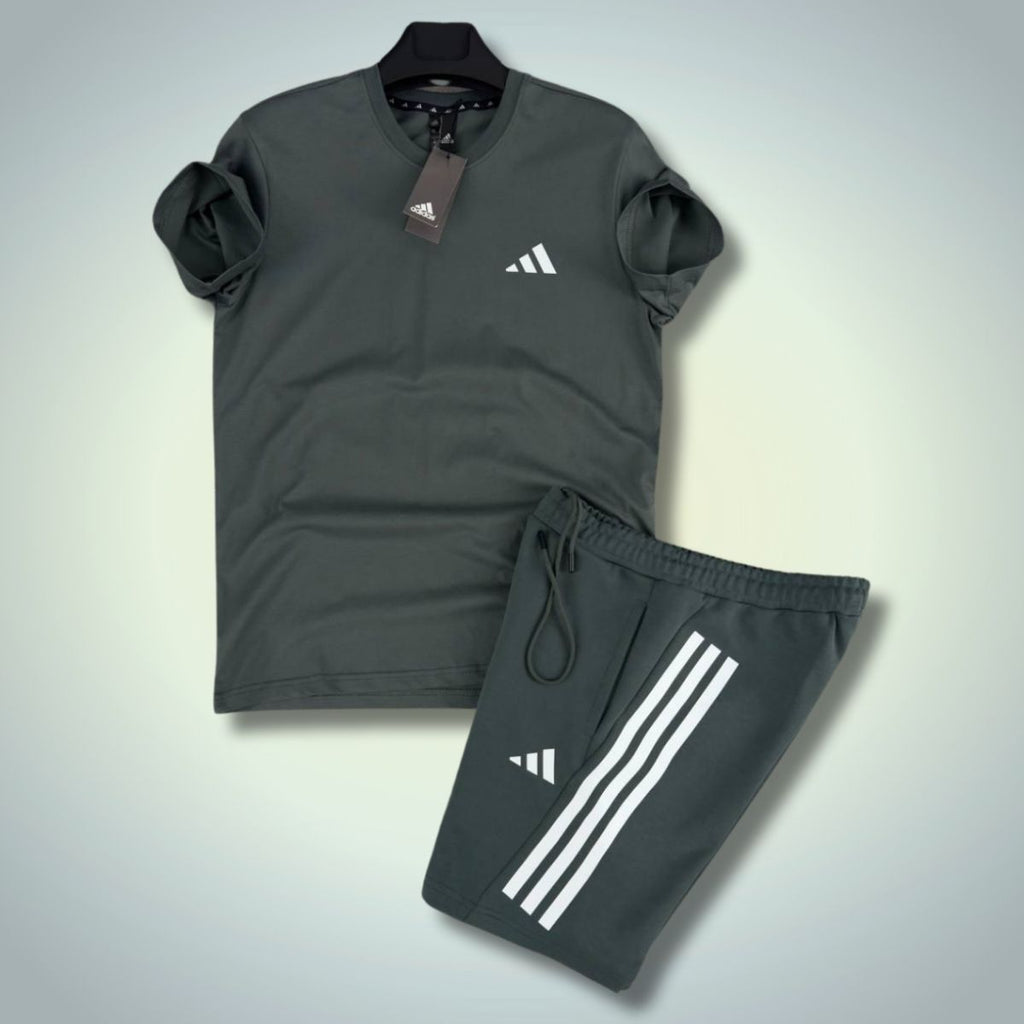 Adidas pánsky set so šortkami, Basic, tmavý sivý. Prémiová kvalita
