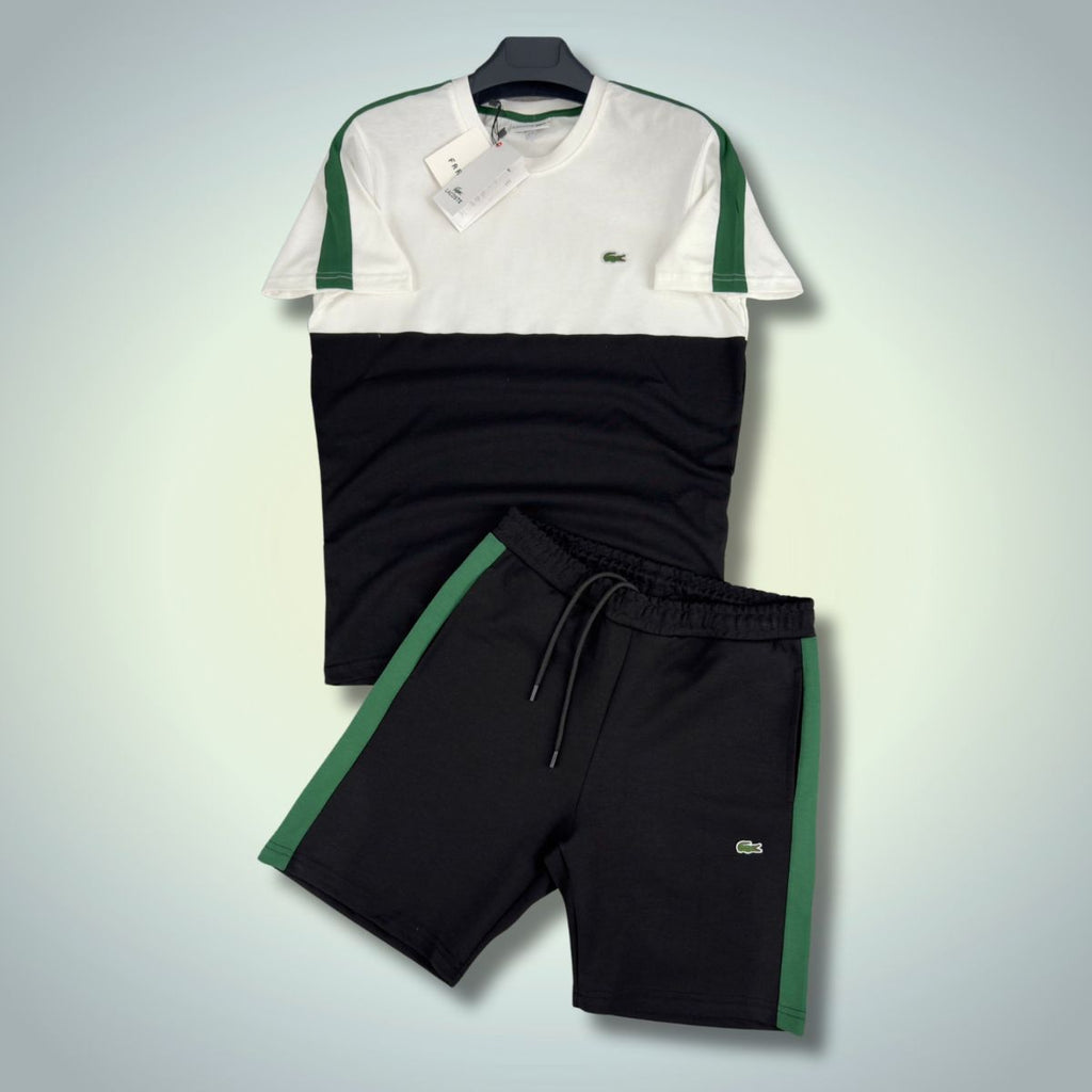 Lacoste pánsky set so šortkami, Biela - Čierno - Zelená. Prémiová kvalita