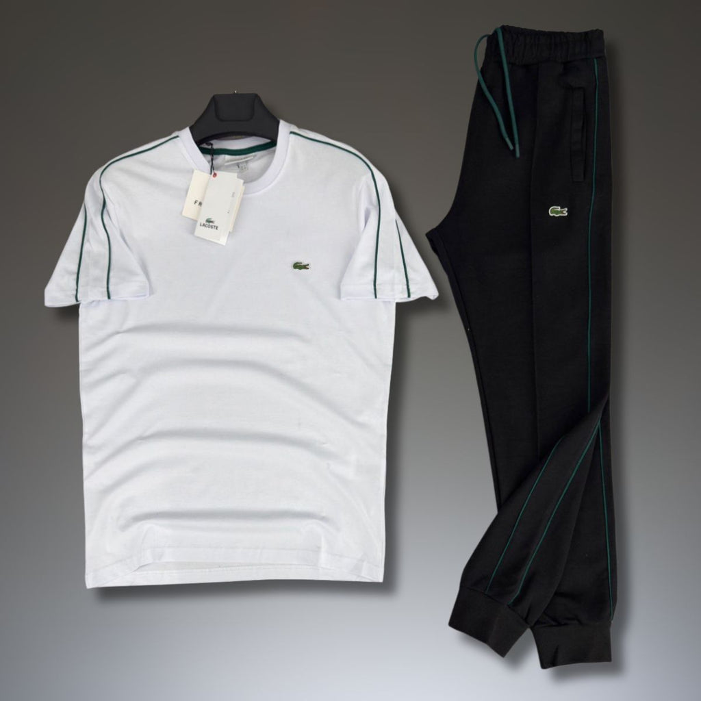 Lacoste pánsky letný set, Bielo - Čierny. Prémiová kvalita