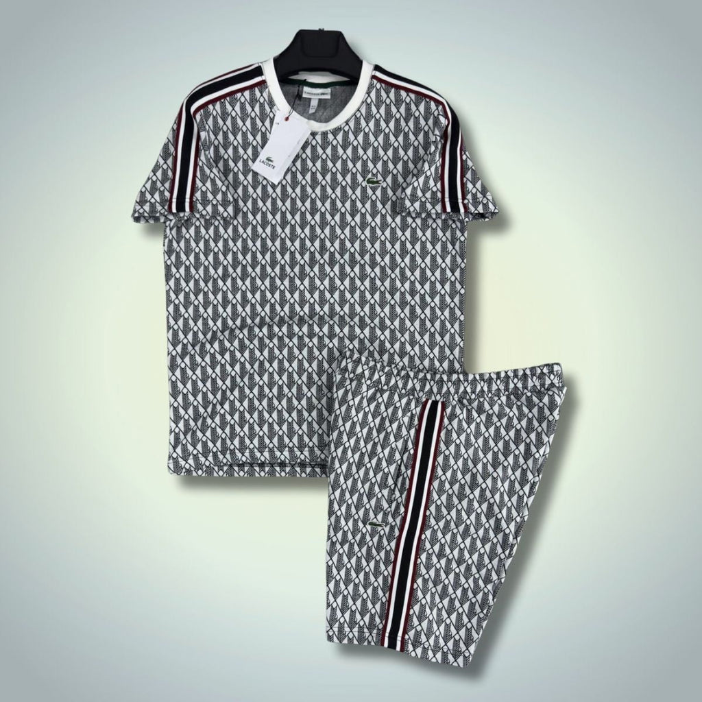 Lacoste pánska súprava so šortkami, Jacquard Monogram, biela - grafitová. Prémiová kvalita