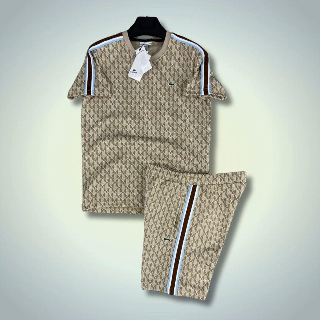 Lacoste pánska súprava so šortkami, Jacquard Monogram, béžová. Prémiová kvalita
