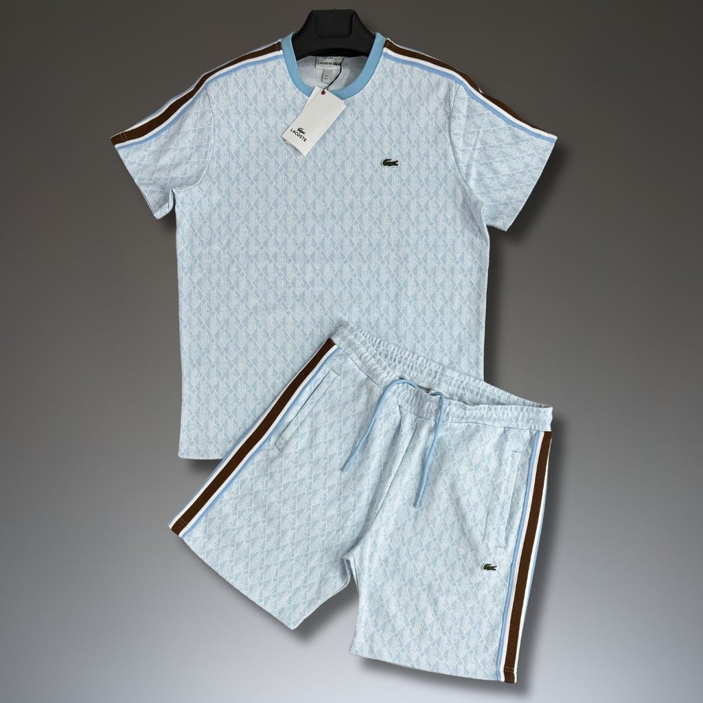 Lacoste pánska súprava so šortkami, Jacquard, svetlomodrá. Prémiová kvalita