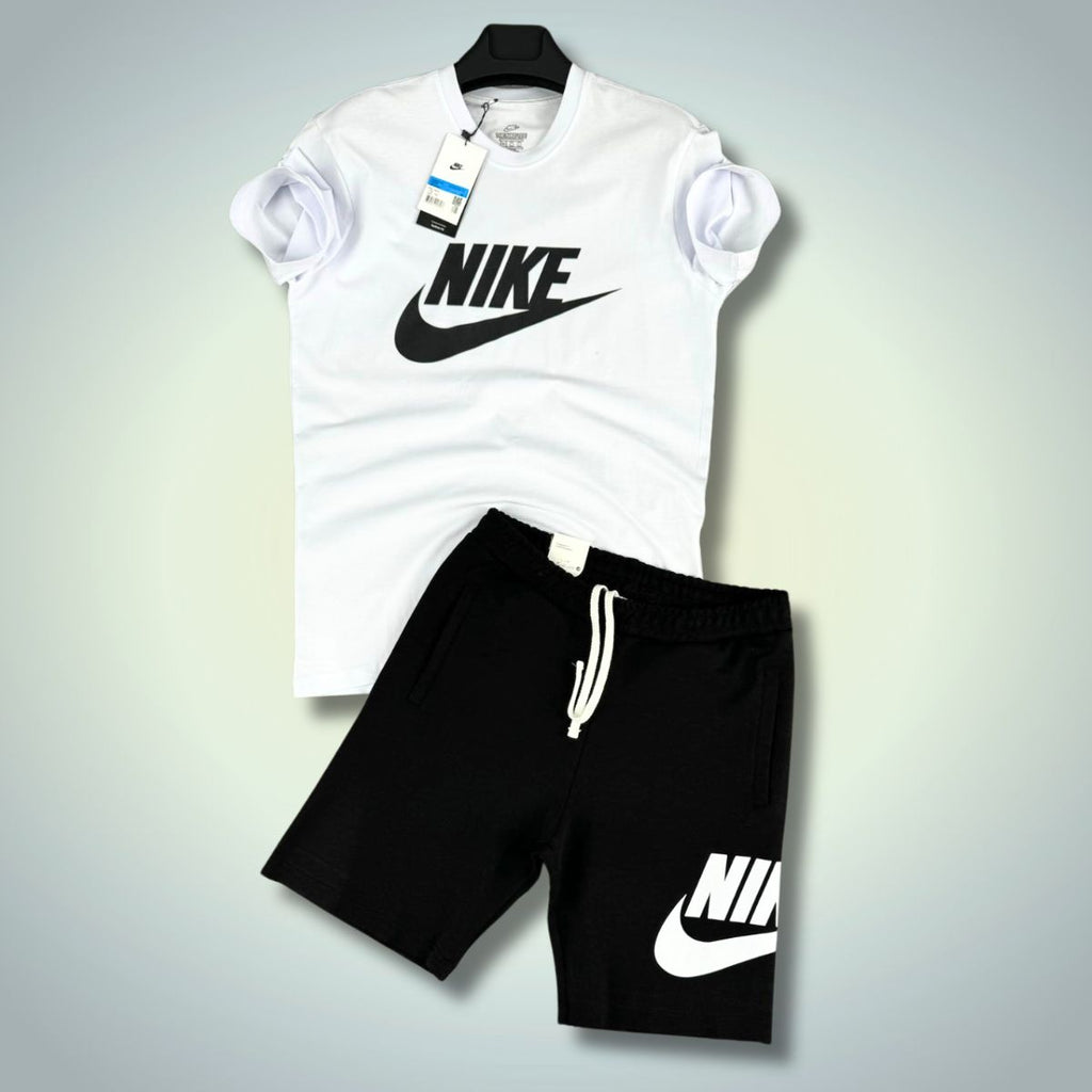 Nike pánsky set so šortkami, bielo - čierny. Factory outlet
