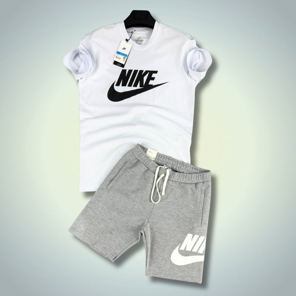 Nike pánsky set so šortkami, biela - klasická sivá. Factory outlet