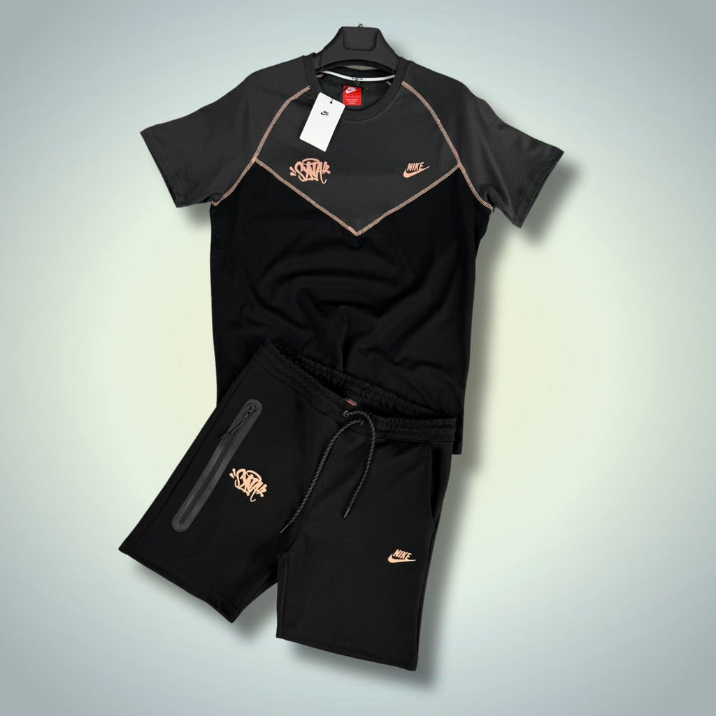 Pánska súprava Nike x Syna World Tech Fleece so šortkami, čierna - grafitová. Prémiová kvalita
