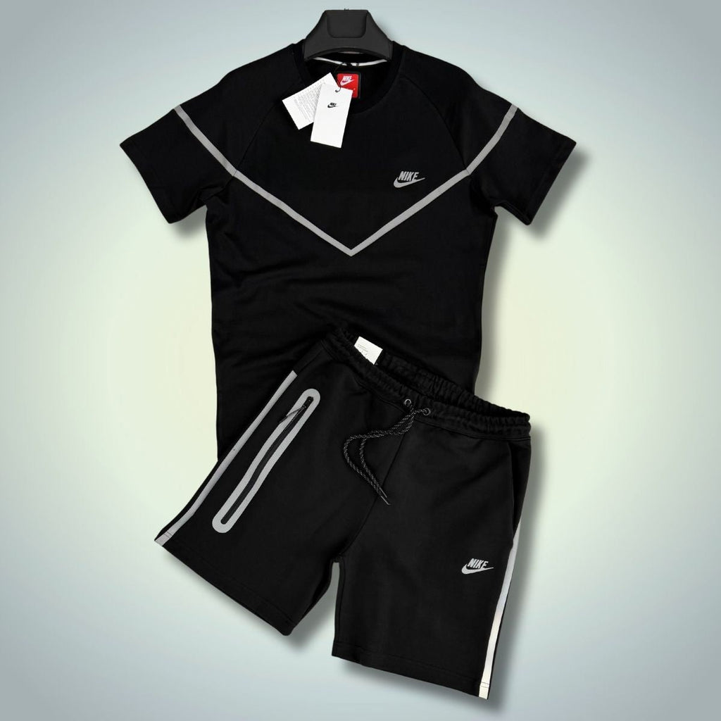 Pánska súprava Nike Reflective Tech Fleece so šortkami, čierna. Prémiová kvalita