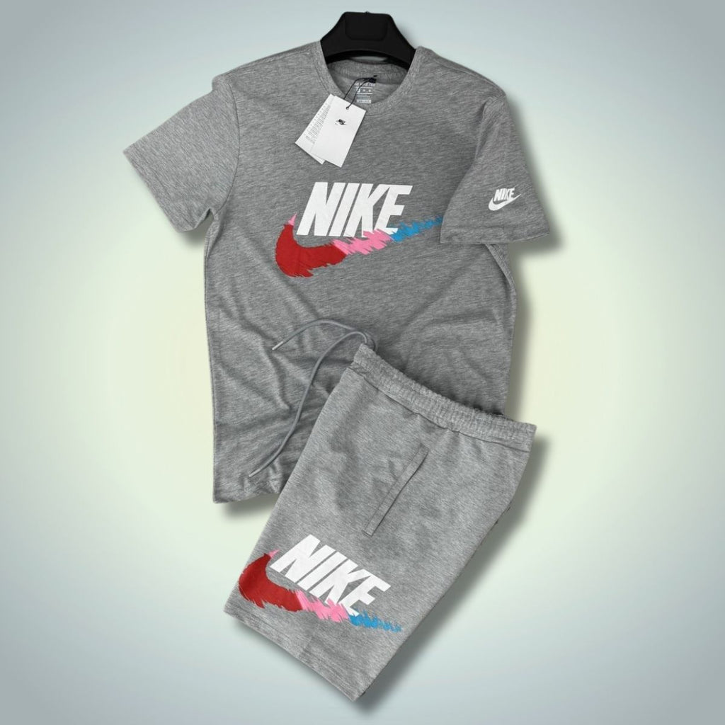 Pánska súprava Nike s šortkami, veľké klasické logo, klasická sivá. Prémiová kvalita