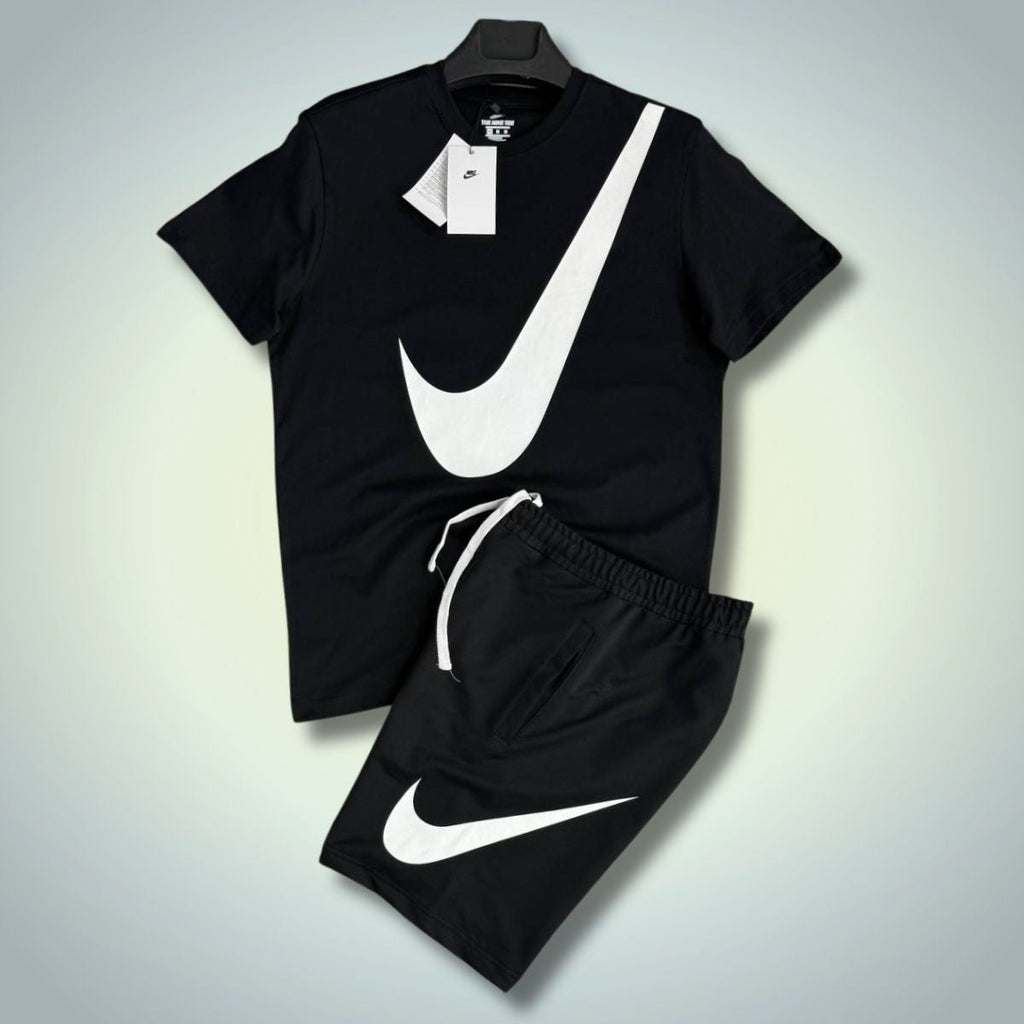 Pánska súprava Nike s šortkami, veľké logo, čierna. Prémiová kvalita