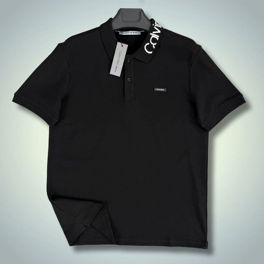 Calvin Klein pánska polokošeľa, logo na golieri, čierna. Prémiová kvalita