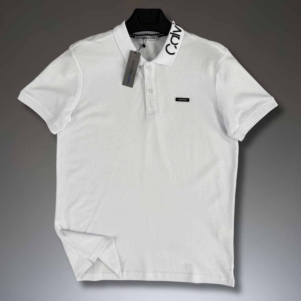 Calvin Klein pánska polokošeľa, logo na golieri, biela. Prémiová kvalita