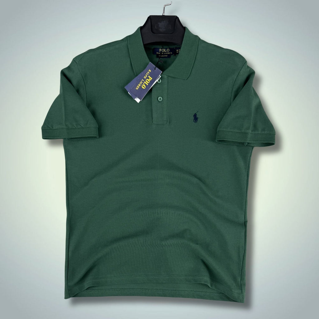 Pánske zelené polo tričko Ralph Lauren, modré logo. Prémiová kvalita