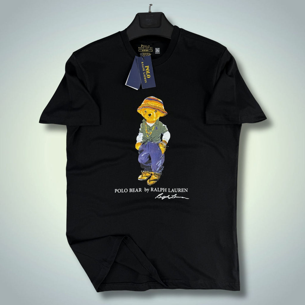 Pánske čierne tričko Ralph Lauren, potlač medvedík. Premium kvalita