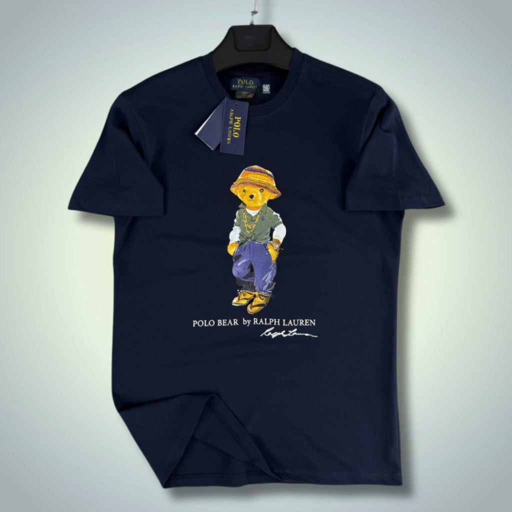 Pánske tmavomodré tričko Ralph Lauren, potlač medvedík. Premium kvalita