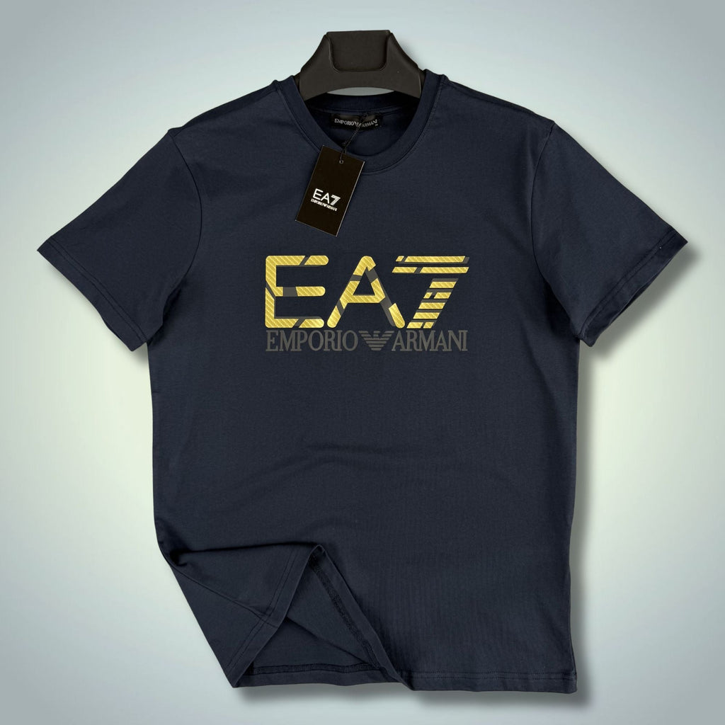 Pánske tmavomodré tričko EA7, veľké logo. Premium kvalita