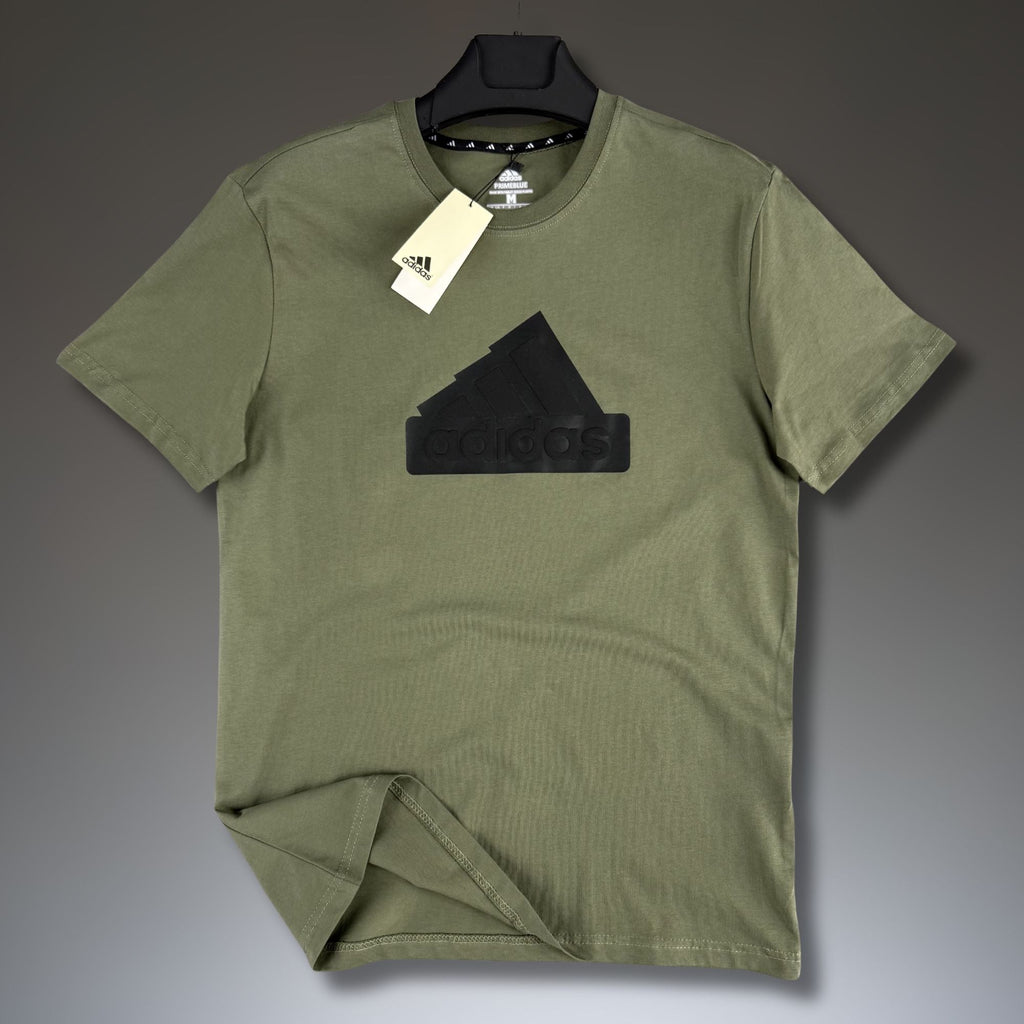 Pánske olivovo zelené tričko Adidas, veľké logo. Premium kvalita