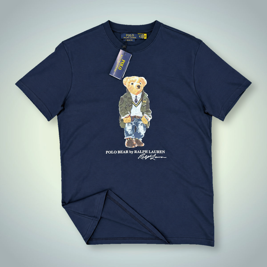 Ralph Lauren pánske tričko, potlač medvedík v uniforme, tmavomodré. Prémiová kvalita