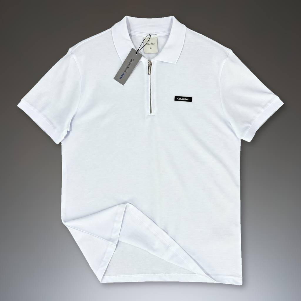 Calvin Klein pánska polokošeľa so zipsom, biela. Prémiová kvalita