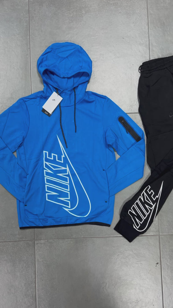 Pánska tepláková súprava Nike Tech Fleece, bez zipsu, modrá - čierna. Prémiová kvalita