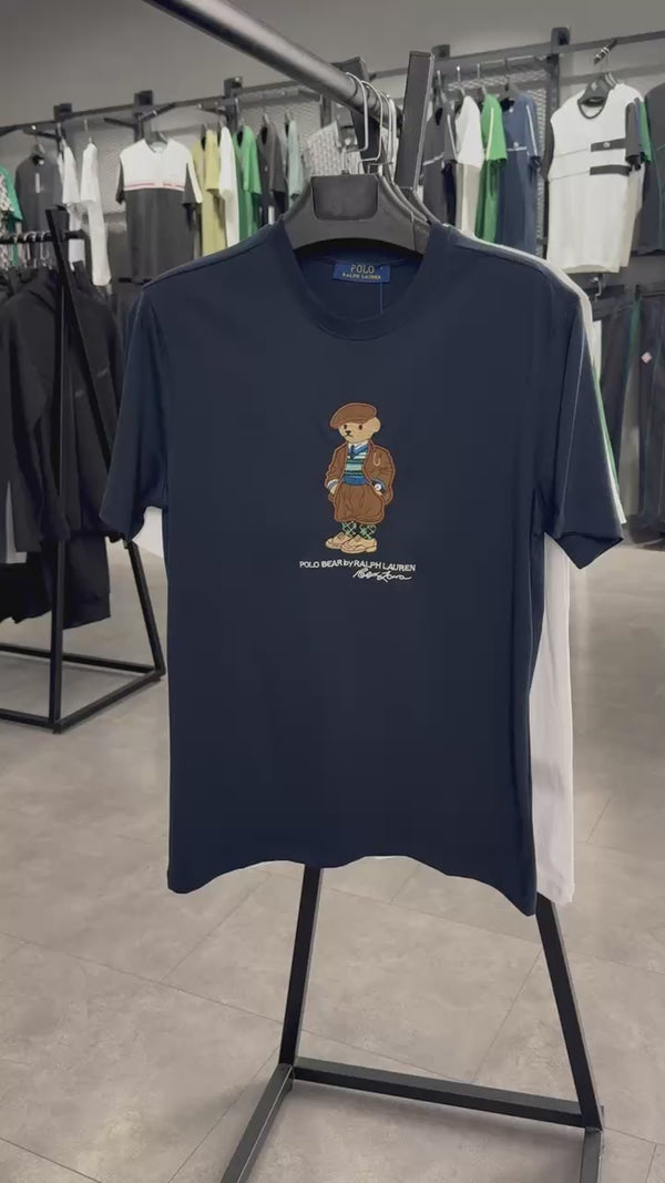 Pánske tričko Ralph Lauren, vyšívaný medveď, čierne. Prémiová kvalita