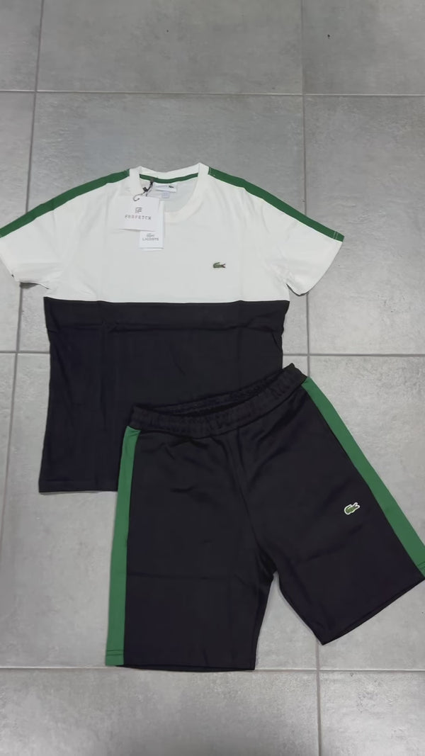 Lacoste pánsky set so šortkami, Biela - Čierno - Zelená. Prémiová kvalita
