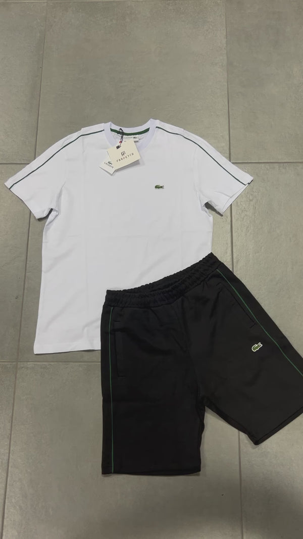 Lacoste pánsky set so šortkami, bielo-čierna. Prémiová kvalita