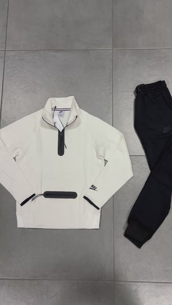 Detská tepláková súprava Nike Tech Fleece, biela - čierna. Model 2024. Prémiová kvalita