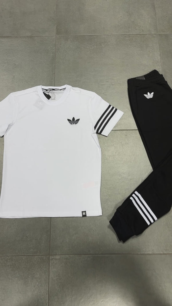 Pánska letná súprava Adidas, čierno - biela. Prémiová kvalita