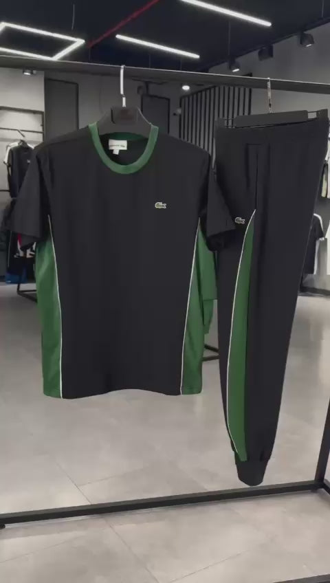 Lacoste pánska letná súprava, čierno - zelená. Model 2025. Prémiová kvalita