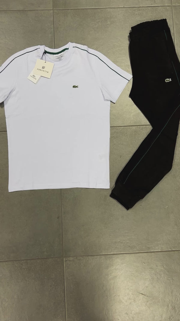Lacoste pánsky letný set, Bielo - Čierny. Prémiová kvalita