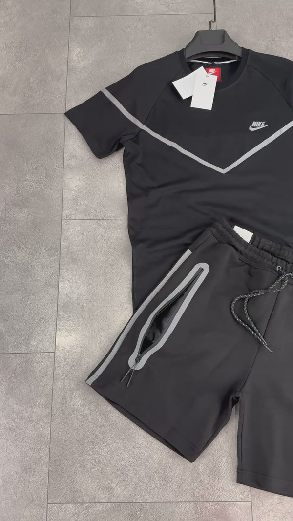 Pánska súprava Nike Reflective Tech Fleece so šortkami, čierna. Prémiová kvalita