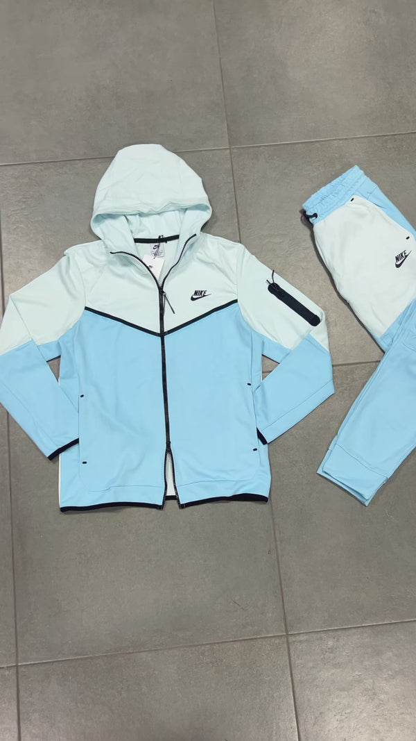 Pánska tepláková súprava Nike Tech Fleece, biela a svetlomodrá. Prémiová kvalita